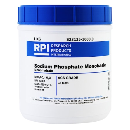 Rpi Sodium Phosphate Monobasic, Monohydrate, ACS, 1 KG S23125-1000.0
